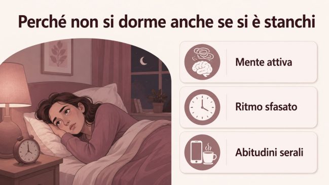 Cause della difficoltà ad addormentarsi: mente attiva, ritmo sfasato e abitudini serali
