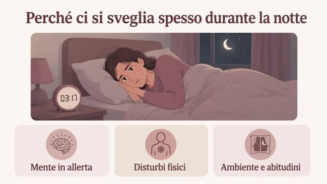 Cause dei risvegli notturni: mente in allerta, disturbi fisici, ambiente e abitudini