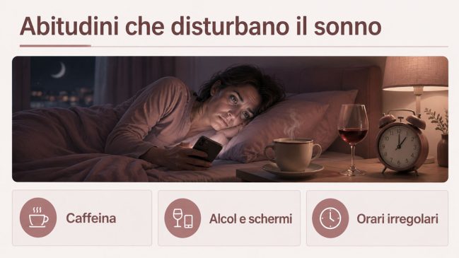 Caffeina, alcol, smartphone e orari irregolari che possono disturbare il sonno